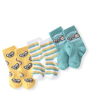 Cute Walk by Babyhug Anti Bacterial Ankle Length Socks Koala Design Pack Of 3 - Multicolour