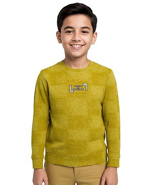 CAVIO Cotton Knit Full Sleeves Nothing Is Impossible Text Printed Light Winter Sweatshirt - Lemon