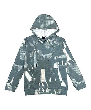 CAVIO Cotton Full Sleeves Abstract Printed Hooded Sweatshirt - Green