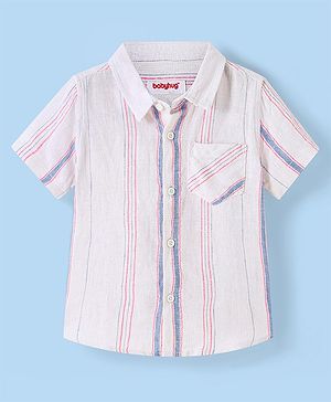 Babyhug Cotton Half Sleeves Striped Shirt - White