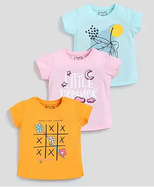 giniekids Pack Of 3 Half Sleeves
                              Little Dreamer Text Printed Tees - Orange
                              Pink & Blue