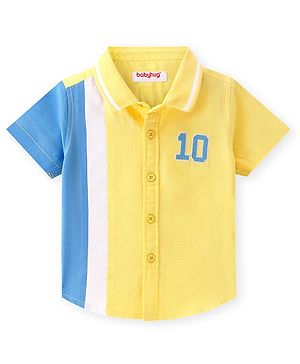 Babyhug Cotton Woven Half Sleeves Shirt With Number Embroidery - Multicolor