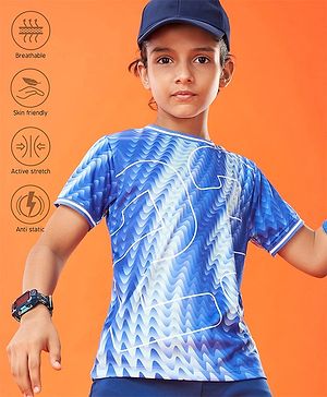 Pine Active Half Sleeves Basketball T-Shirt Numeric Print - Blue