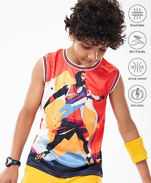 Pine Active Sleeveless Printed Basketball T-Shirt - Multicolour