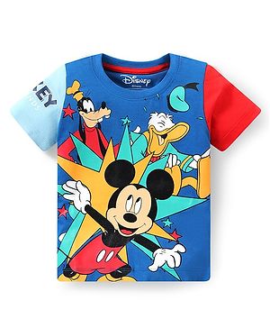 Babyhug Disney Cotton Knit Half Sleeves T-Shirt with Mickey Mouse & Friends Graphics Print - Multicolour