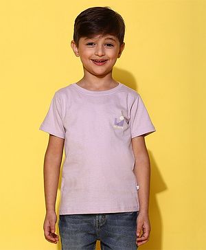 Tales & Stories Cotton Half Sleeves Big Route Placement Printed Tee - Lilac