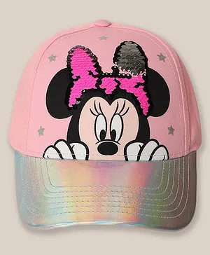 Kidsville Mickey Mouse & Friends Featuring Minnie Mouse Printed & Sequin Embellished Cap - Pink