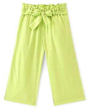 Babyhug Rayon Woven Ankle Length Culottes Solid Colour- Lime Green