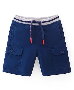Babyhug Cotton Tussor Above Knee Length Bermuda - Navy Blue