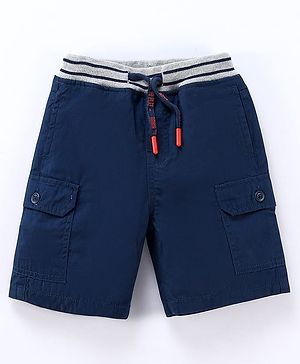 Babyhug Cotton Tussor Above Knee Length Bermuda - Navy Blue