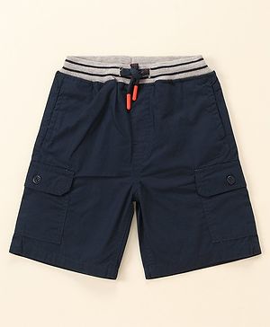 Babyhug Cotton Tussor Above Knee Length Bermuda - Navy Blue