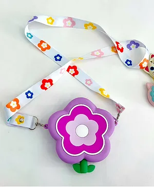 Sanjary Flower Theme Stylish Sling Bag with Adjustable Strap And Combo Key Ring and Mirror For Kids -Color & Design May Vary