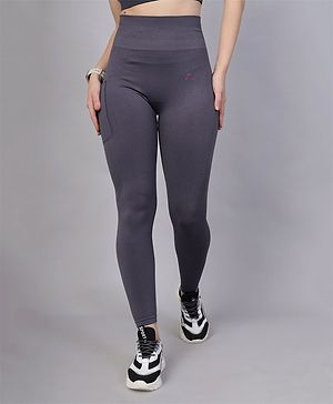 Zelena Solid High Waisted Postpartum Leggings - Grey