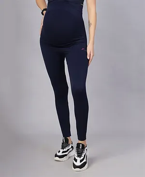 Zelena Solid High Waisted Pregnancy Leggings - Navy Blue