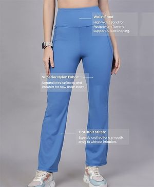 Zelena Solid High Waisted Postpartum Leggings - Blue