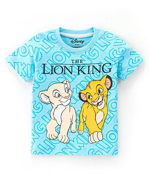 Babyhug Disney 100% Cotton Knit Half Sleeves T-Shirt with Lion King Print - Blue