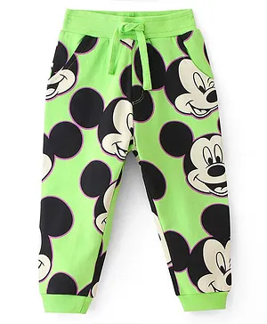Babyhug Disney Cotton Looper Knit Full Length Lounge Pant Mickey Mouse Print - Green