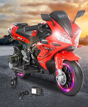 Babyhug R1 EV Battery Operated Ride On Bike With Music LED Lights & Hand Accelerator - Red