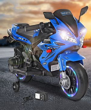 Babyhug R1 EV Battery Operated Ride On Bike With Music LED Lights & Hand Accelerator- Blue