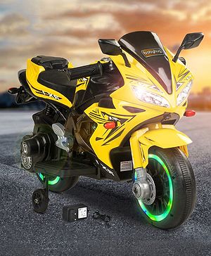Babyhug R1 EV Battery Operated Ride On Bike With Music LED Lights & Hand Accelerator - Yellow