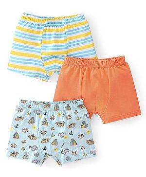 Babyhug 100% Cotton Knit Striped & Trunk Pack of 3 - Multicolour
