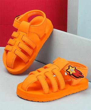 Cute Walk by Babyhug Sandals with Velcro Closure & Dino Applique - Orange