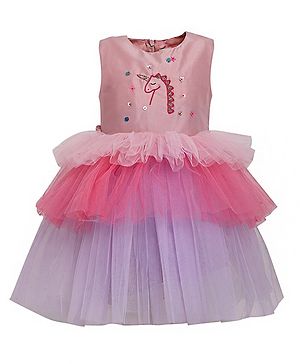 A Little Fable Sleeveless Unicorn Detailed Dress - Multi Colour