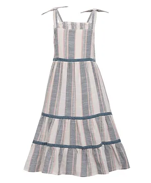 A Little Fable Sleeveless Striped  Tiered Dress - Multi Colour
