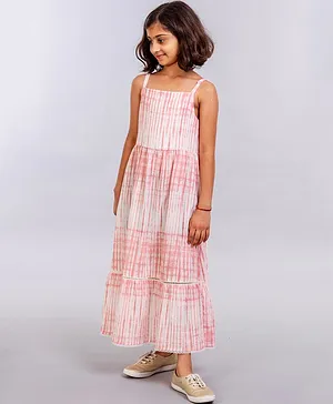 A Little Fable Sleeveless Tie Dye Tiered Dress - Pink