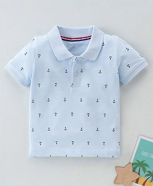 Mark & Mia Half Sleeves Polo T-Shirt Anchor Print - Blue