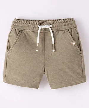 UCB Cotton Blend Woven Knee Length Solid Color Shorts - Beige
