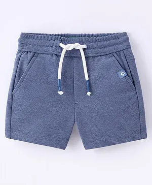 UCB Cotton Blend Woven Knee Length Solid Color Shorts - Blue