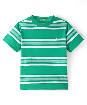 UCB Cotton Knit Half Sleeves Striped T-Shirt - Green