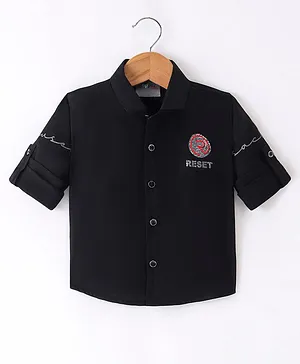 Dapper Dudes Full Sleeves Text Printed Shirt - Black