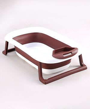 Babyhug Foldable Baby Bath Tub with Soap Space - Brown