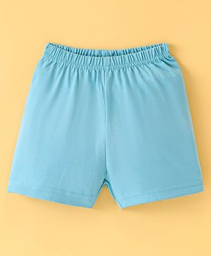 Ollypop Sinker Knit Knee Length Shorts Solid Colour - Blue