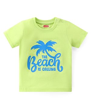 Babyhug Cotton Half Sleeves T-Shirt With Beach Graphics - Green