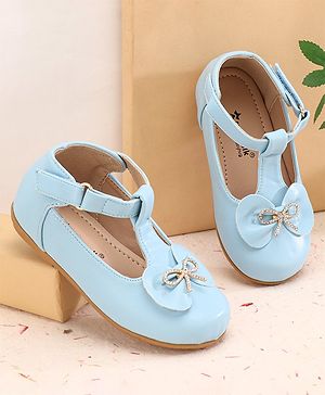 Cute Walk by Babyhug Ballerinas with Velcro Closure & Bow Applique- Blue