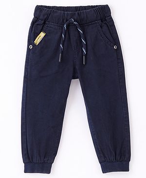 Olio Kids Cotton Knit Full Length Joggers Solid Colour - Navy Blue