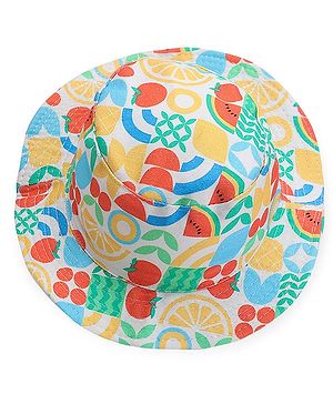 Babyhug Cotton Woven Two Layer Bucket Hat Fruit Print - Multicolor