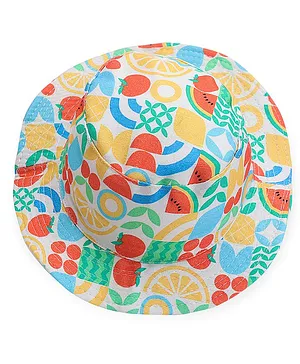 Babyhug Cotton Woven Two Layer Bucket Hat Fruit Print - Multicolor