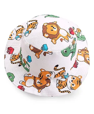 Babyhug Cotton Woven Two Layer Bucket Hat Animal Print - Multicolor