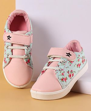 Cute Walk by Babyhug Canvas Casual Shoes Floral Print with Velcro Closure - Pink