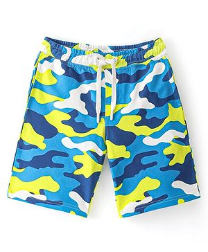 Pine Kids Terry Knit Above Knee Length Shorts with Camouflage Print - Multicolour