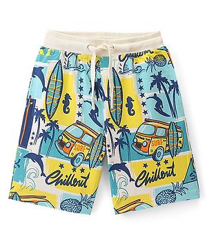 Pine Kids Terry Knit Above Knee Length Shorts Beach Theme - Multicolor