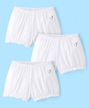 Pine Kids Cotton Lycra Knit Bloomers with Heart Print Pack of 3  - Colour May Vary
