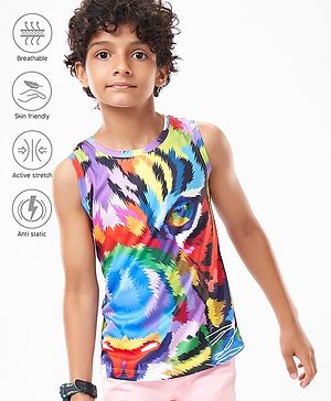 Pine Active Sleeveless High Stretch T-Shirt Abstract Print - Multicolour