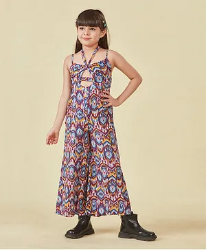 Lil Peacock Sleeveless Abstract Printed Jumpsuit - Multi Colour