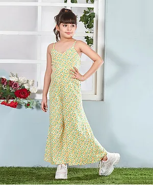 Lil Peacock Sleeveless Floral Printed Jumpsuit - Yellow