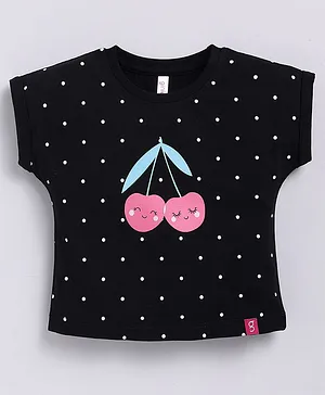 giniekids Half Sleeves Fruits &
                              Polka Dots Printed Tee - Black